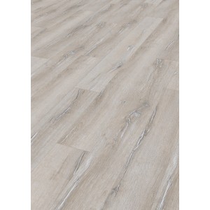 Pavimento in laminato chiaro Rovere Luna Chiaro 8 mm con struttura e venature del legno.