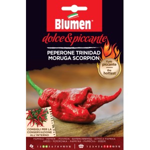 Sementi di peperoncino Trinidad Moruga Scorpion di Blumen, varietà piccante per l'orto.