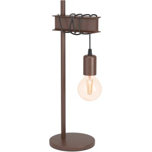Lampada da tavolo Townshend 4 in stile vintage, nero-marrone anticato con attacco E27 e lampadina.