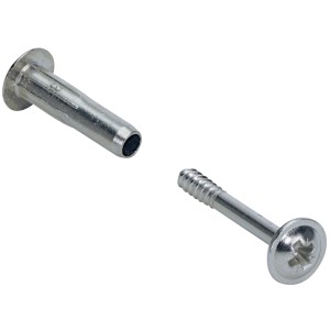 Bulloni di collegamento Hettich M4, 28-38 mm, nichelati, 10 pezzi, per accessori per mobili.