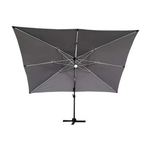 Ombrellone a braccio t.b.t. grigio con telo rettangolare.