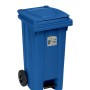 Pattumiera blu t.b.t. a pedale con coperchio e ruote. Pattumiere per casa e giardino.