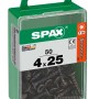 Viti SPAX 4x25 mm, 50 pezzi in contenitore di plastica verde. Elementi di fissaggio universali.