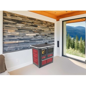 Cucina a legna Emilia Plus Ceramica 6,3 kW grigio e rosso
