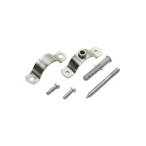 Set t.b.t. Raccordi in acciaio con fascette stringitubo, viti e tassello.