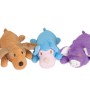 t.b.t. Giochi da masticare per cani: peluche marrone, blu e viola.