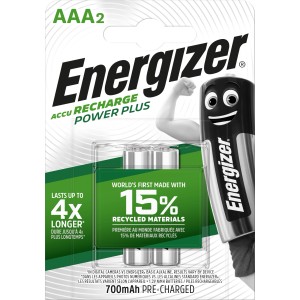 Energizer Power Plus AAA batterie ricaricabili, confezione da 2, 700 mAh.