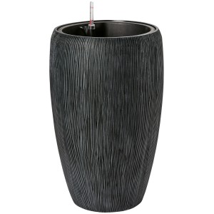 Vaso per piante antracite (Ø 41 cm, altezza 66 cm) con sistema di irrigazione per interni.