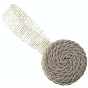 Fermaglio rotondo grigio per tende in tessuto con passante.