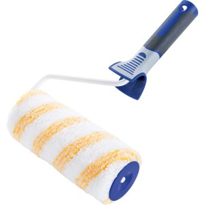 Rullo per pittura LUX liscio 20 cm, rullo con strisce bianche e gialle, per superfici lisce.