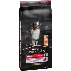 Purina Pro Plan Medium Adult Sensitive Skin cibo secco per cani con salmone, 14kg.