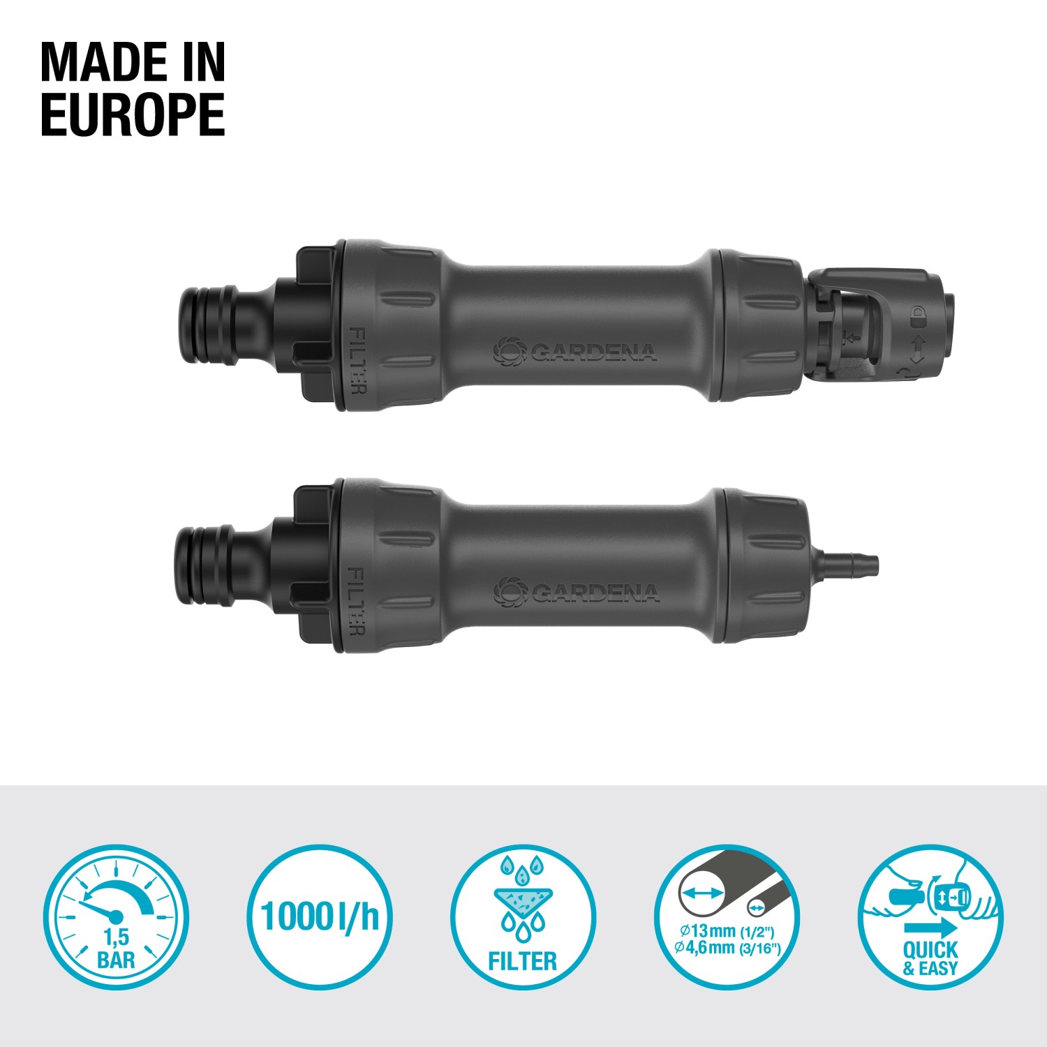 Gardena Unità base 1000: Starter per sistemi Micro-Drip, riduce la pressione e filtra l'acqua.