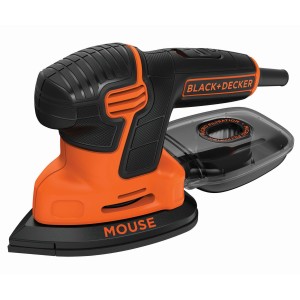Levigatrice triangolare Black+Decker Mouse KA 2000, nera e arancione.