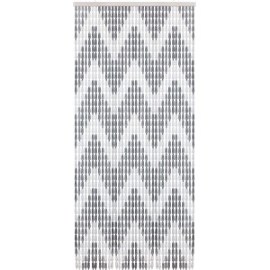 Tenda per porta t.b.t. con motivo a zigzag grigio e bianco.