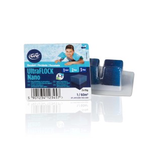 Flocculante UltraFLOCK Nano di Gre per la cura della piscina e la prevenzione delle alghe.