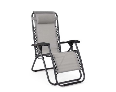 Sdraio reclinabile Santana in acciaio e tessuto textilene grigio