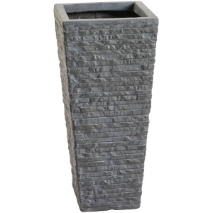 Vaso per piante Valsonne antracite, 65x31x31 cm, con texture a coste effetto pietra.