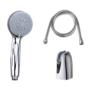 Set doccetta t.b.t. con tubo e supporto, effetto cromato.