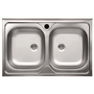 Lavello da appoggio 2 vasche 80 cm inox