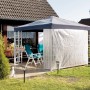 Telone bianco LUX 2x3m come protezione dal vento su gazebo in giardino.