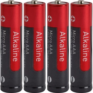 Confezione da 4 batterie alcaline AAA rosse per telecomandi, orologi, ecc.