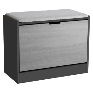 Panca portascarpe grigio scuro con cuscino 6x30x50 cm