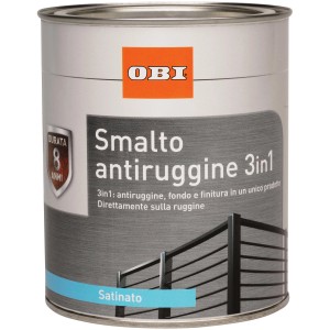 OBI Smalto per metalli 3in1, antracite, barattolo da 750ml. Primer, antiruggine e finitura in uno.