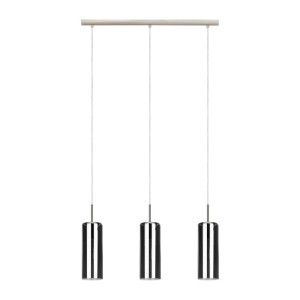 Lampadario a sospensione Eglo Selvino 3 luci L71x10xH110 cm acciaio vetro nero