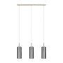 Lampadario a sospensione Eglo Selvino 3 luci L71x10xH110 cm acciaio vetro nero
