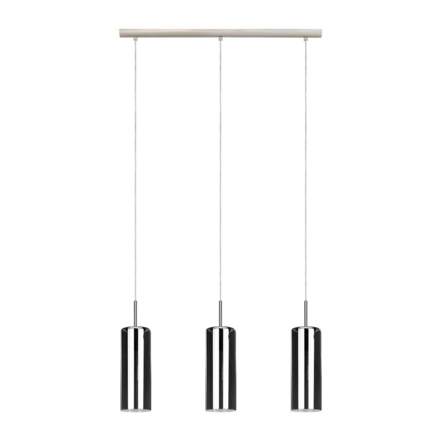 Lampadario a sospensione Eglo Selvino 3 luci L71x10xH110 cm acciaio vetro nero