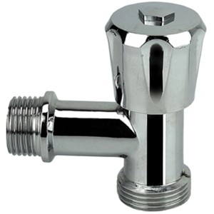 Valvola a sfera t.b.t. in metallo lucido per raccordi idraulici.