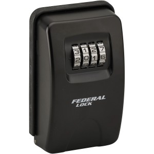 Cassetta portachiavi nera Federal Lock con combinazione, un Lucchetto per la custodia sicura delle chiavi.