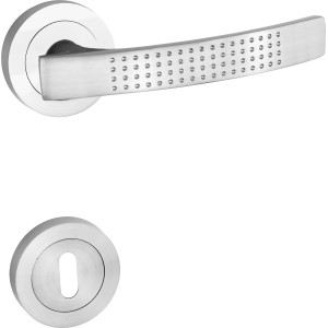 Set maniglia per porta in acciaio inox con rosetta per porte interne.