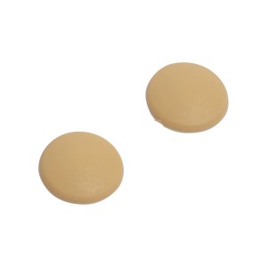 Due paracolpi da parete OBI beige autoadesivi, Ø 40 mm, per la protezione contro i danni alle pareti.