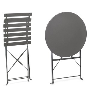 Set bistrot AUSTIN pieghevole in acciaio, composto da tavolo e sedia, ideale per piccoli balconi.