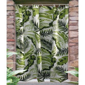 Tenda t.b.t. con motivo a foglie tropicali per decorazione finestre.