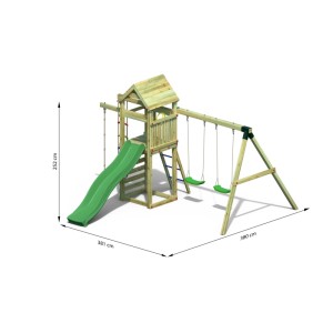 Gioco da giardino Gaia con scivolo e altalene 380x381xh252 cm