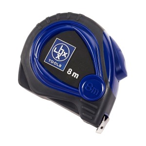 Metro a nastro LUX Comfort, 8 m, blu e nero, per misurazioni precise.