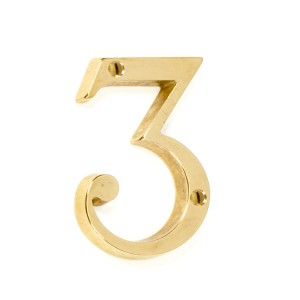 Numero civico dorato 3 per il montaggio sulla facciata.