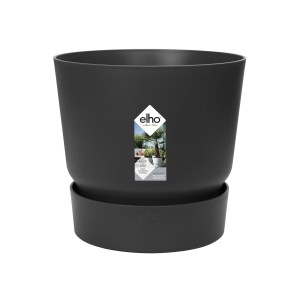 Vaso per piante nero t.b.t. con sottovaso per piante da interno.
