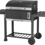 Barbecue a carbonella Jamestown Jaxon XL grigio scuro con termometro, ripiani laterali e ruote. Ideale per giardino.