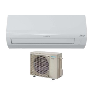 Climatizzatore Daikin Siesta bianco, unità interna ed esterna.