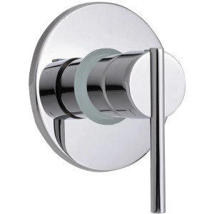 Miscelatore doccia t.b.t. cromato con design rotondo.