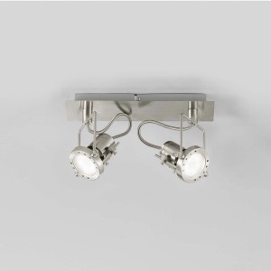 Faretto da soffitto color nickel t.b.t. con due faretti. Categoria: Faretti.