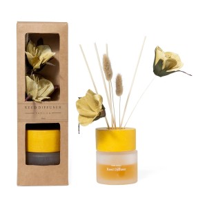 Diffusore di essenza bacchetti fiore Vanilla in vetro 100 ml scatola regalo