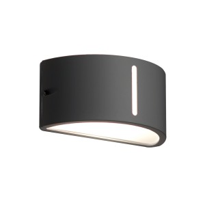 Moderna applique da esterno Bonn in fusione di alluminio antracite con emissione di luce verso il basso e verso l'alto.