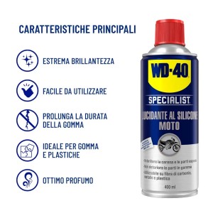 WD-40 Specialist lucidante al silicone per moto, 400ml, cura dell'auto.