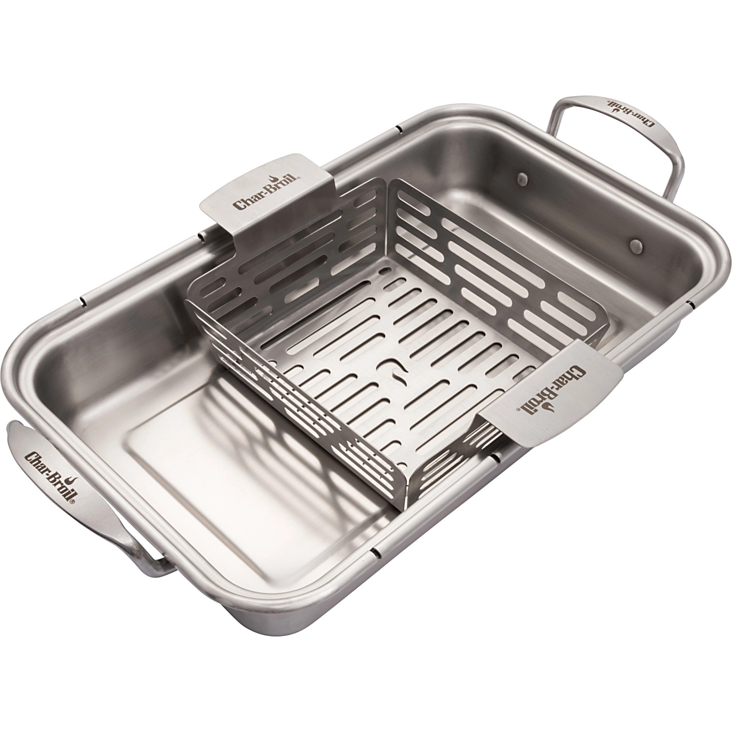 Char-Broil Grill+ cestini (set da 2) in acciaio inox, adatti per teglia Grill+. Accessori per griglia per verdure, frutti di mare.