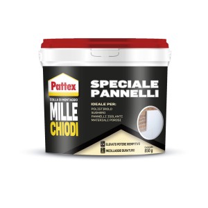 Adesivo per pannelli Pattex "Mille Chiodi", 850g, ideale per polistirolo e materiali porosi.