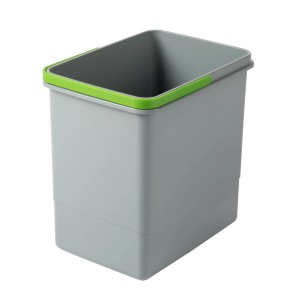 Pattumiera t.b.t. grigia con bordo verde. Pratico cestino per cucina o bagno.
